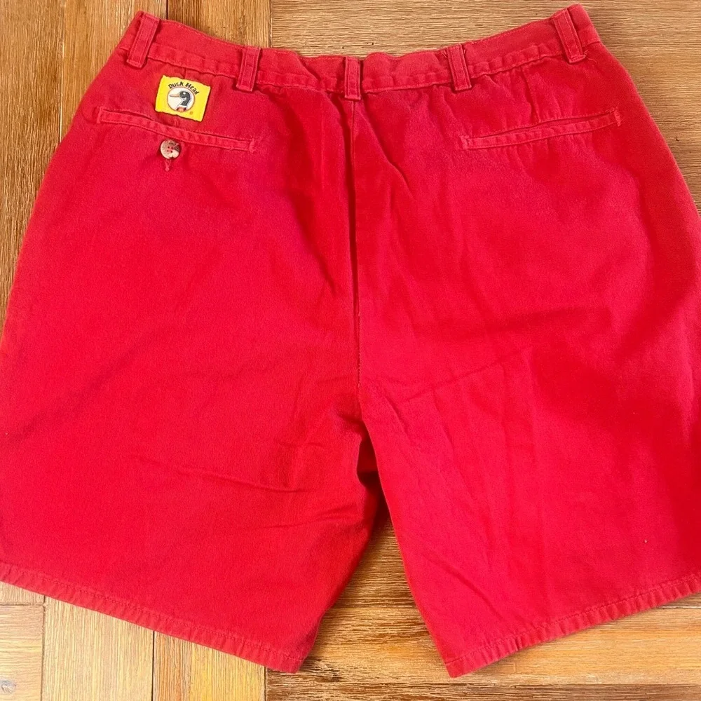 Duck Head Mens Red Pleated Chino Shorts 100% Cotton Size 36 HM1058